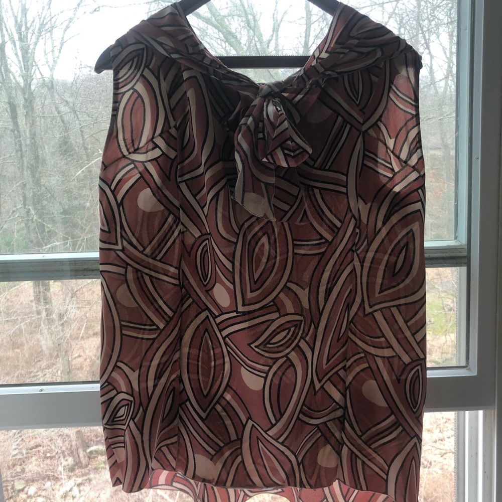 Marni iconic print sleeveless tie neck